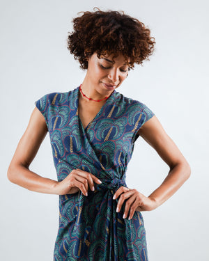 Borneo Kimono Dress Navy