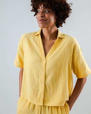 Bubble Cropped Blouse Yellow