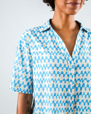 Sunset Cropped Blouse Blue