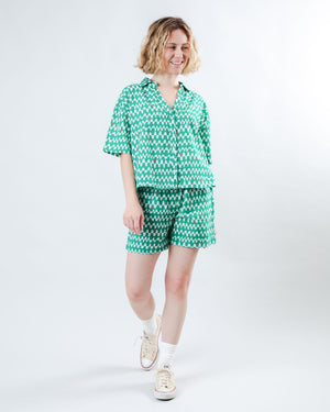 Sunset Cropped Blouse Green