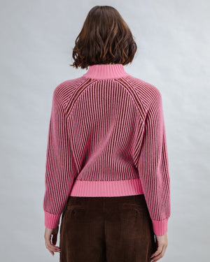 Bicolor Wool Cropped Sweater Pink