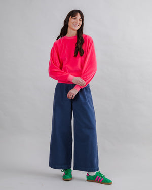 Velvet Raglan Sweatshirt Pink