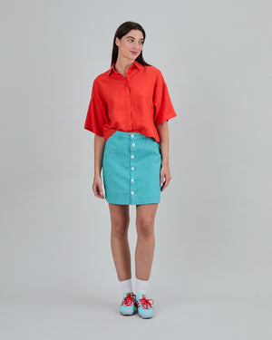 Denim Stripes Mini Skirt Green