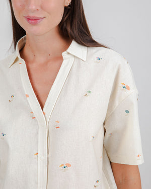 Beach Please Cropped Blouse Ecru
