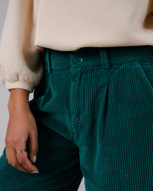 Corduroy Pleated Pants Sailing Green