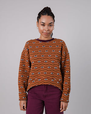 Eyes Jacquard Rounded Sweatshirt Orange