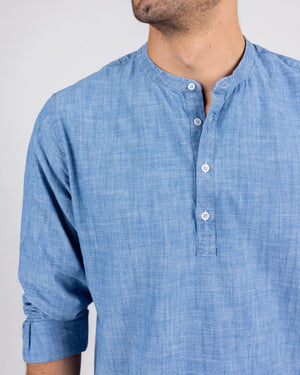 Denim Henley Shirt Indigo