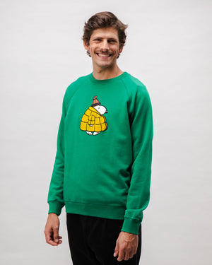 Peanuts Snow Cotton Sweatshirt Green