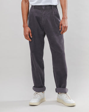 Corduroy Pleated Chino Pants Dark Grey