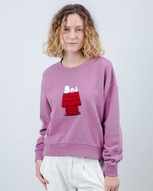 Peanuts Snoopy Rounded Cotton Sweatshirt Grape