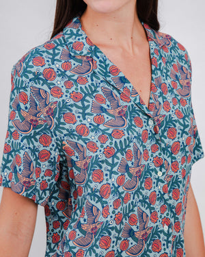 Asis Percales Passerine Aloha Blouse Mist