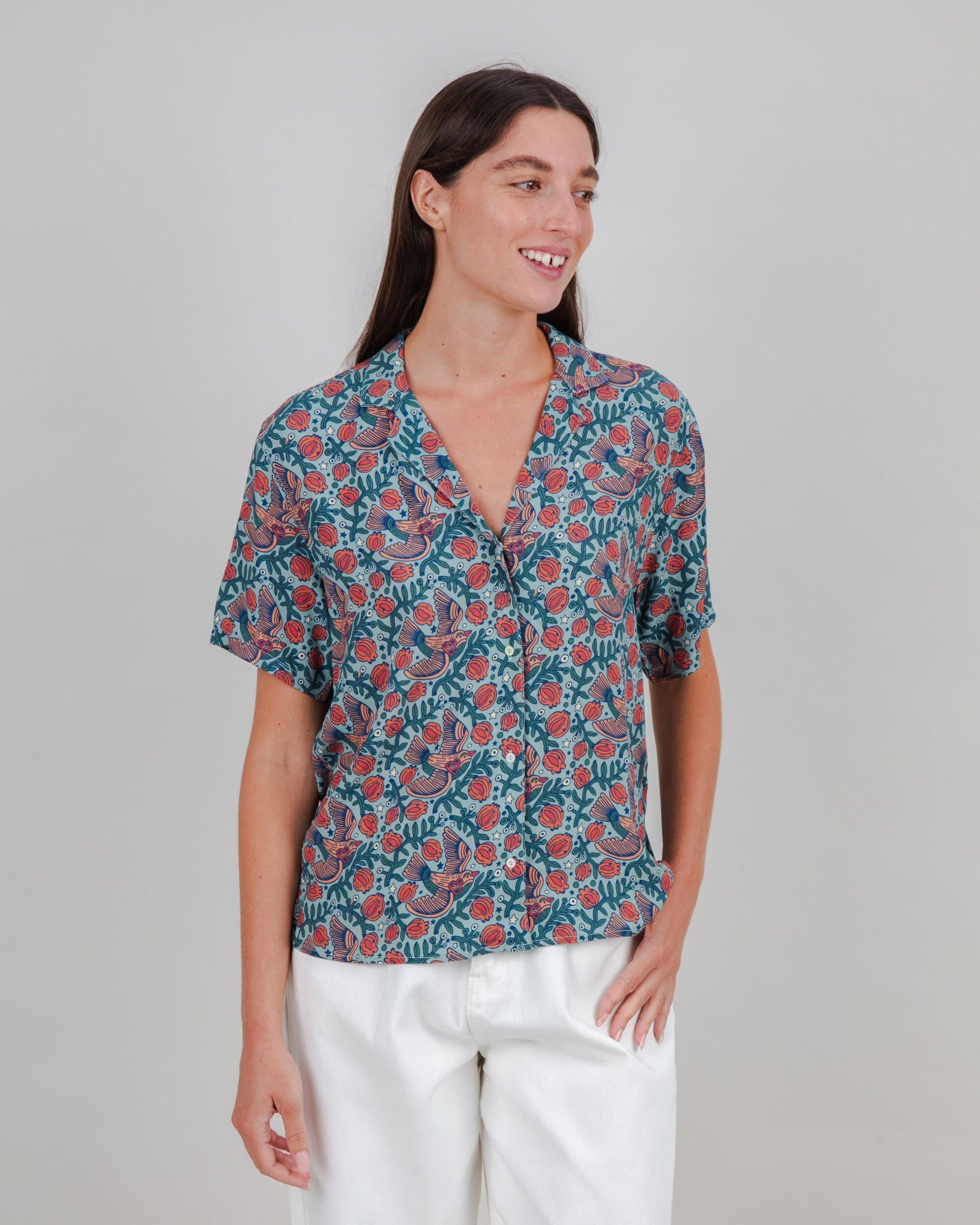 Asis Percales Passerine Aloha Blouse Mist