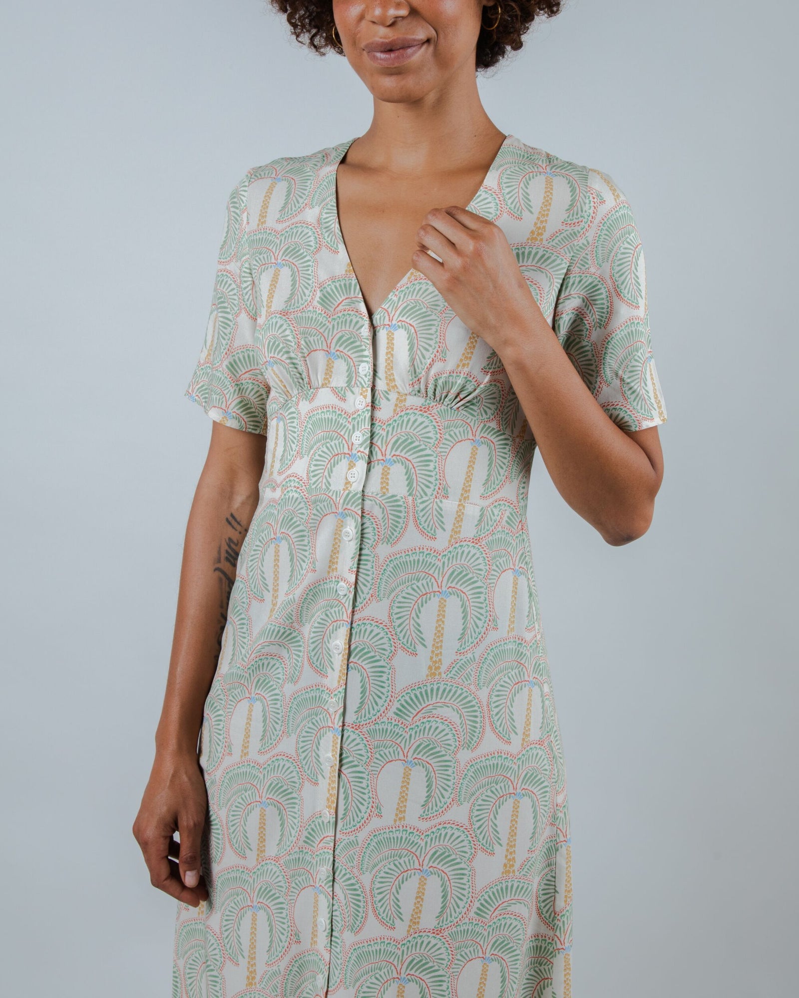 Borneo V-neck Dress Ecru