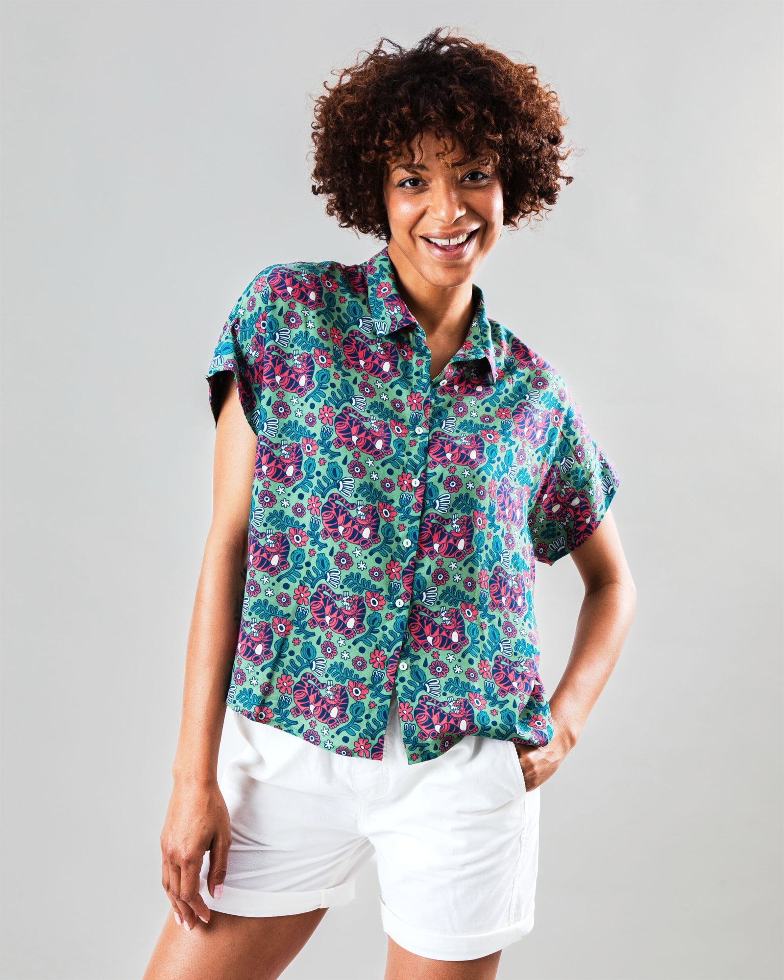 Asis Percales Tigris Batwing Blouse Light Green