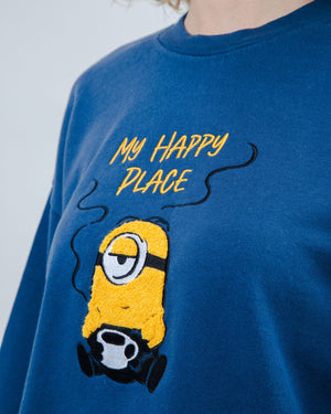 Minions My Happy Place Rounded Sweatshirt Blue