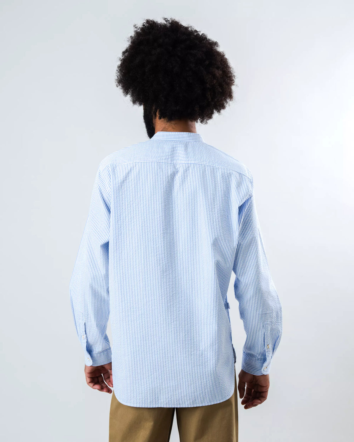 Seersucker Henley Shirt Blue