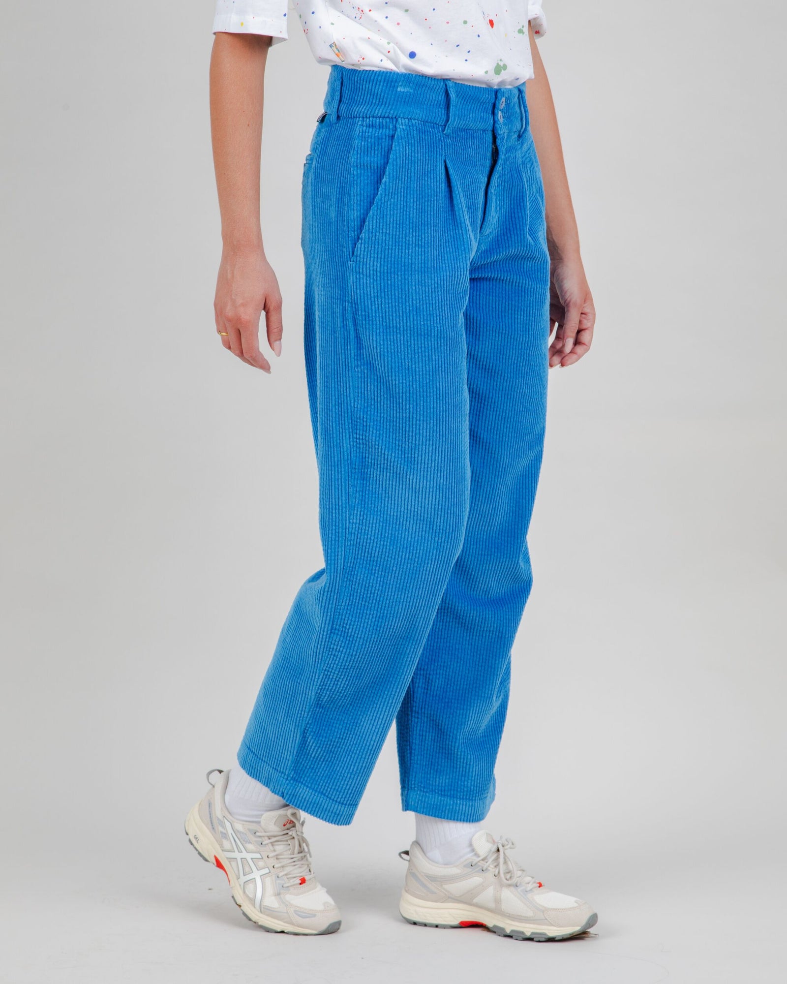 Corduroy Pleated Pants Blue