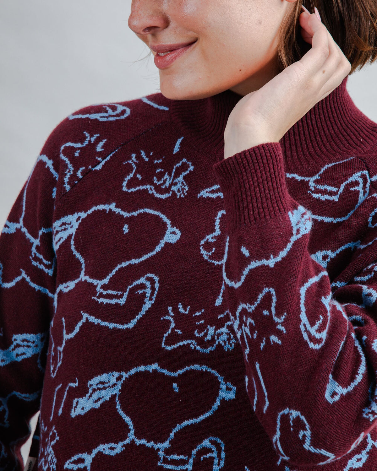 Peanuts Cropped Sweater Jacquard Chocolate