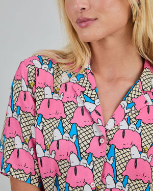 Peanuts Gelato Aloha Blouse Blue
