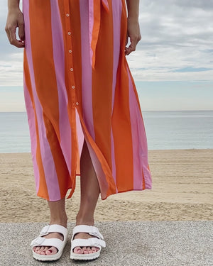 Color Block Long Dress Orange