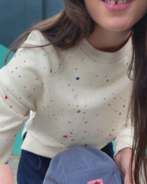 Splash Paint Rounded Sweatshirt Ecru