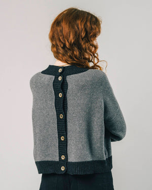 Back Buttons Sweater Grey