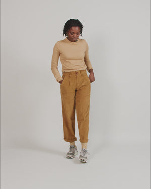 Corduroy Pleated Pants Camel